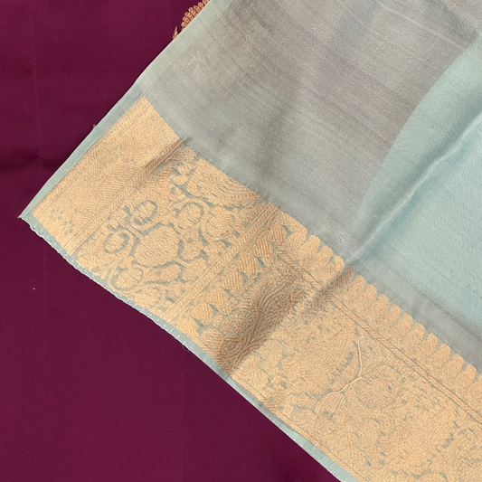 Plum Lightweight Banarasi Silk Saree with Floral Weave & Elegant Border