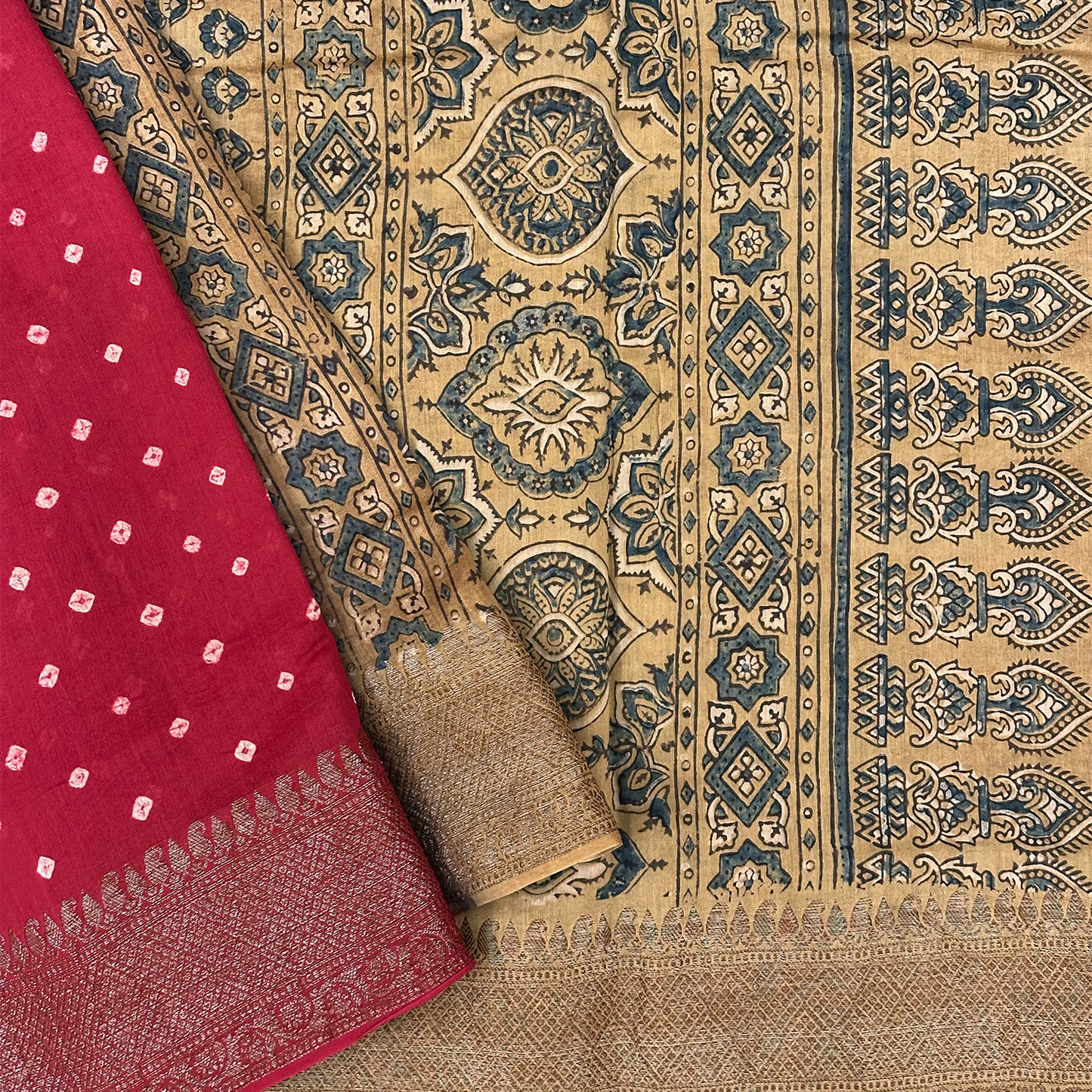Red Chanderi Banarasi Saree with Antique Zari Weave