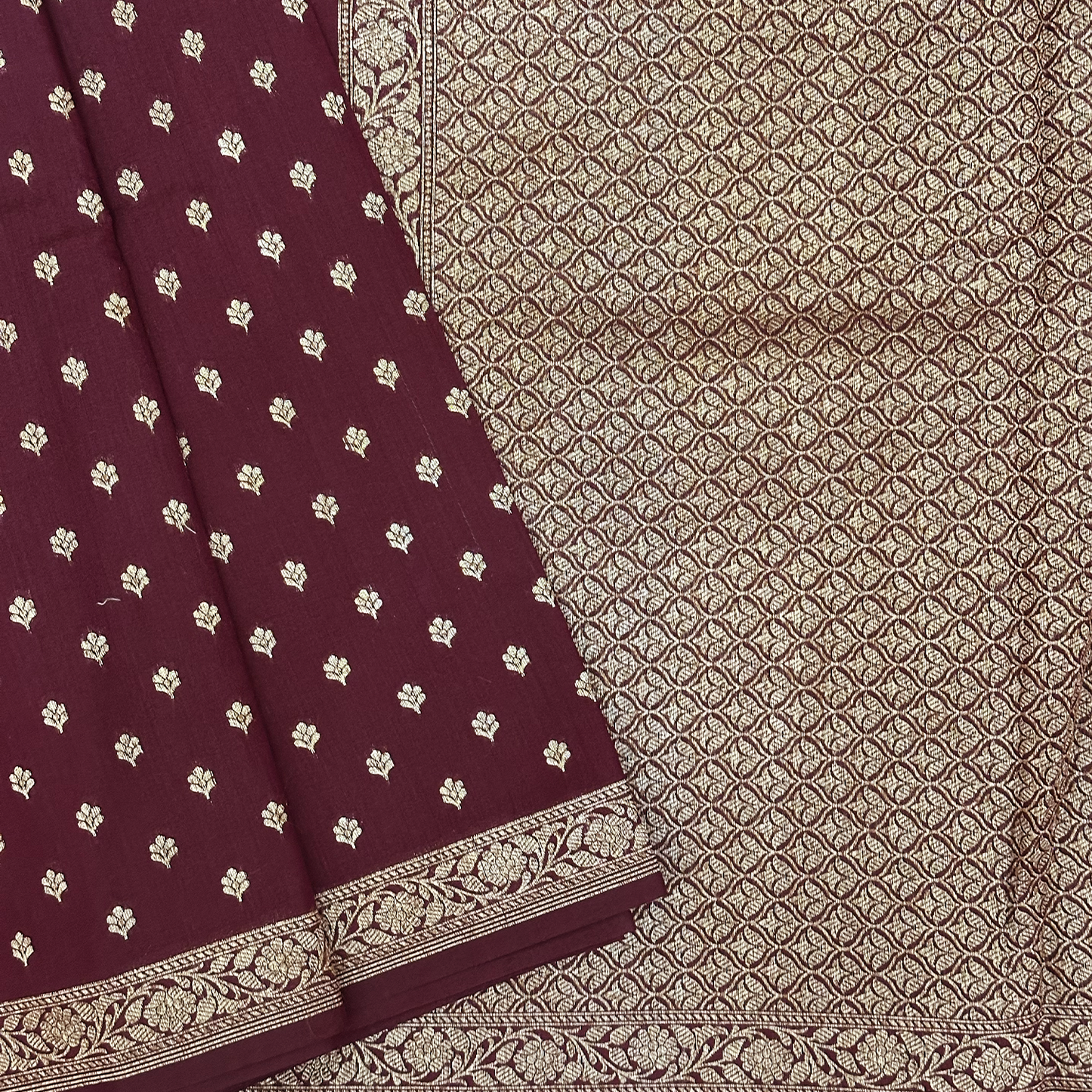 Brown Chanderi Silk Banarasi Saree with Traditional Zari Weave