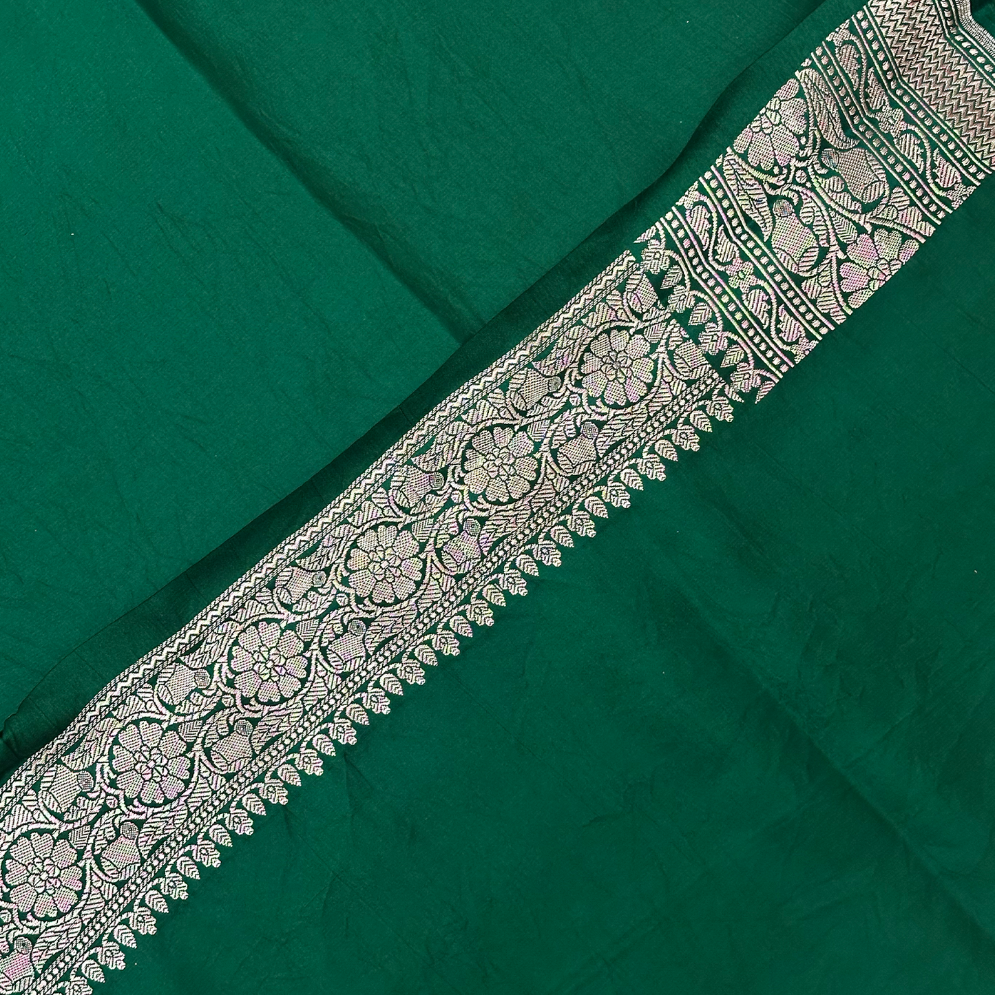 Green Katan Banarasi Silk Saree with Traditional Zari Weave
