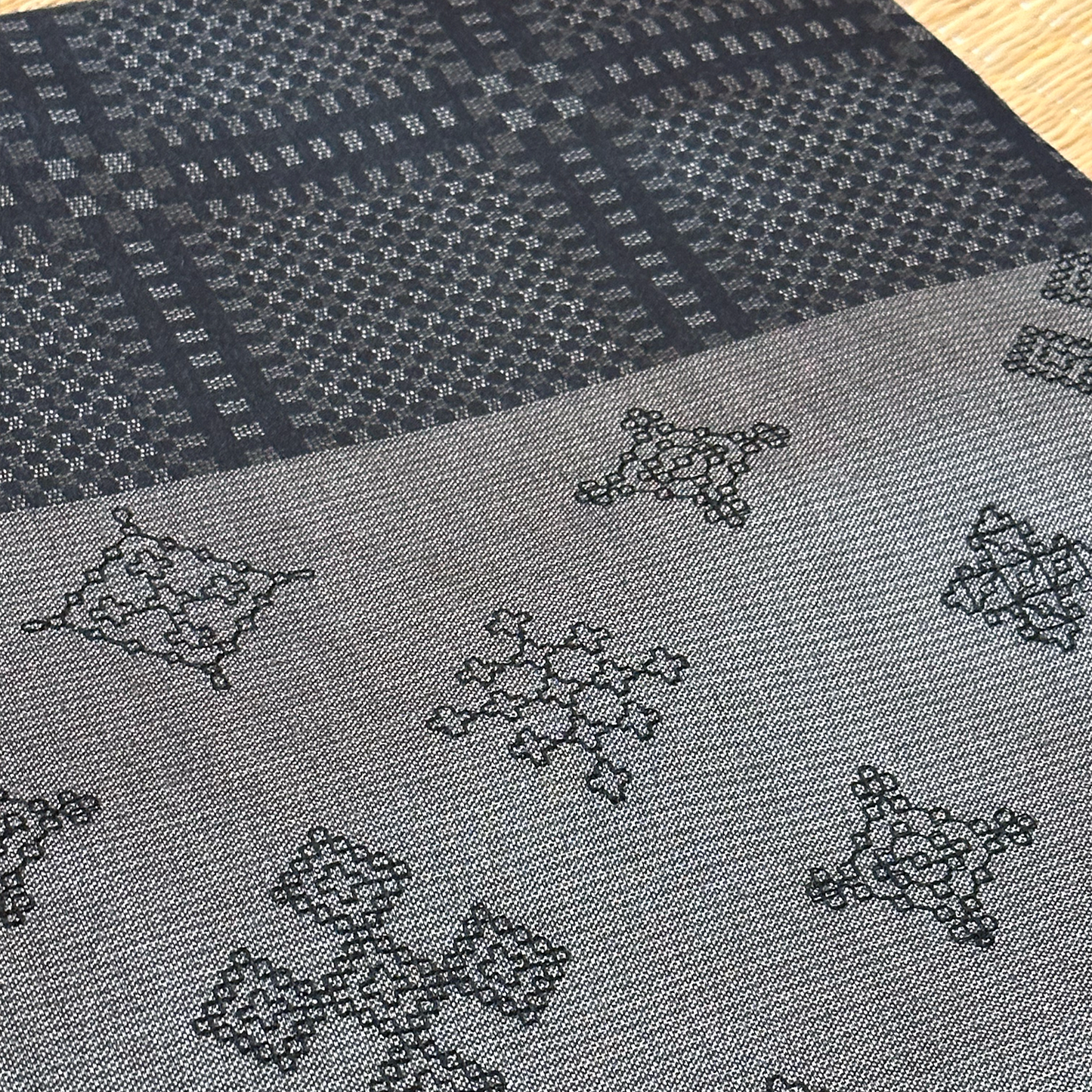 Black Linen Tussar Saree with Embroidered Border