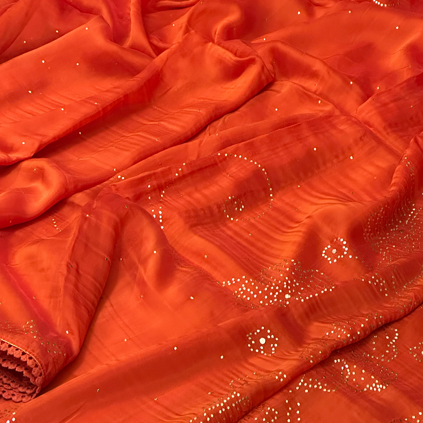 Orange Modal Satin Saree with Badla Work