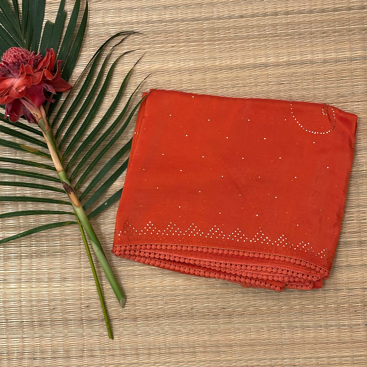 Orange Modal Satin Saree with Badla Work