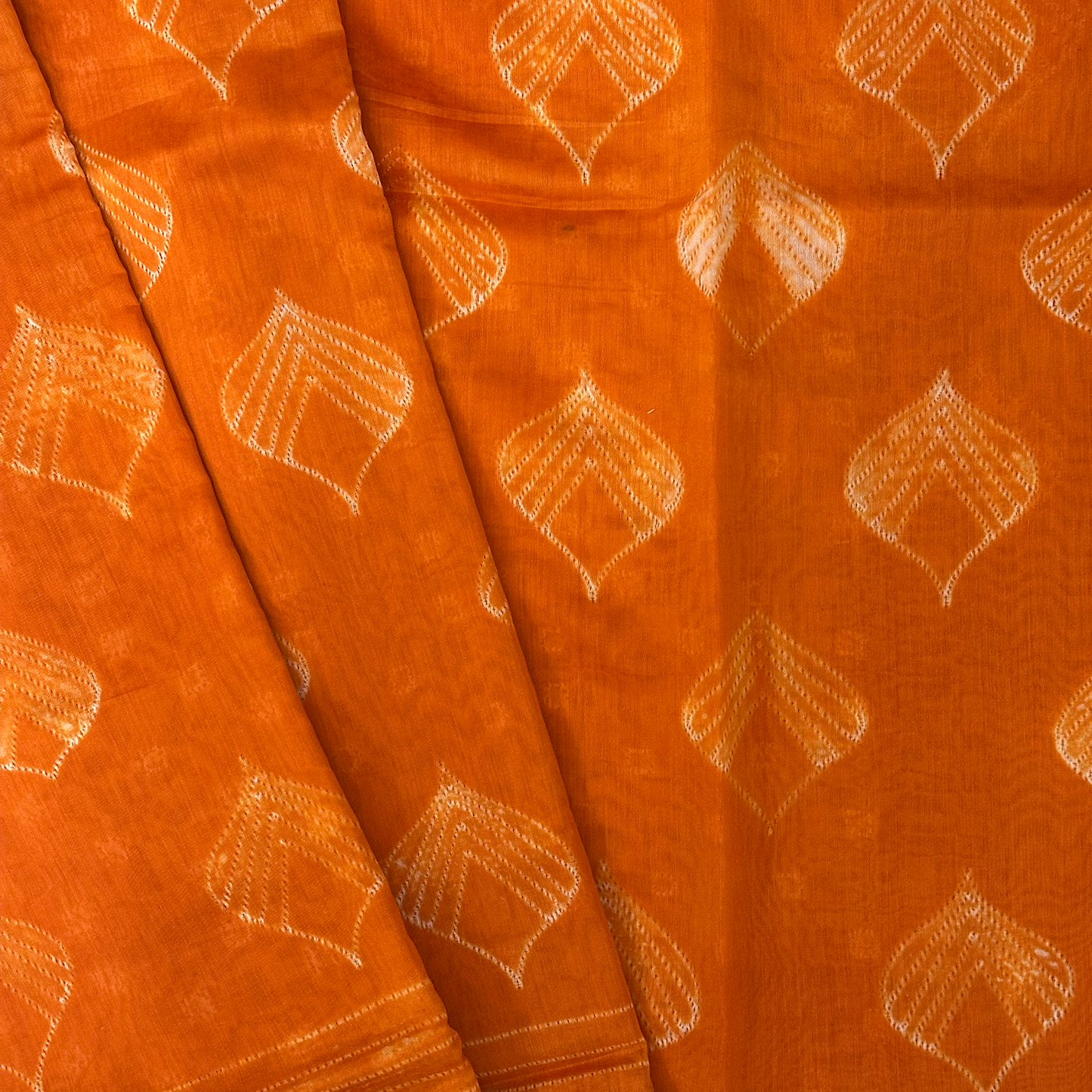 Orange Chanderi Silk Saree with Shibori Work