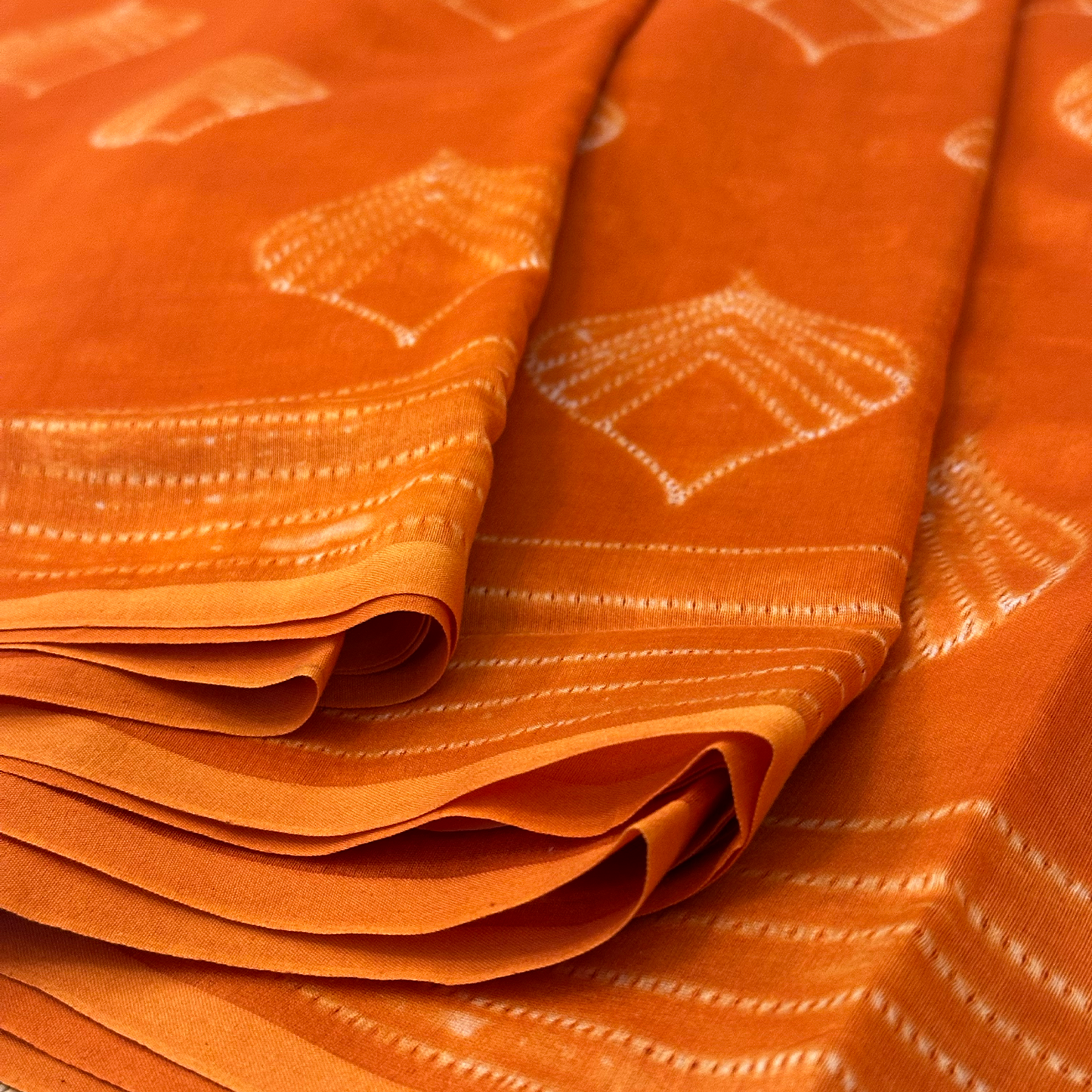 Orange Chanderi Silk Saree with Shibori Work