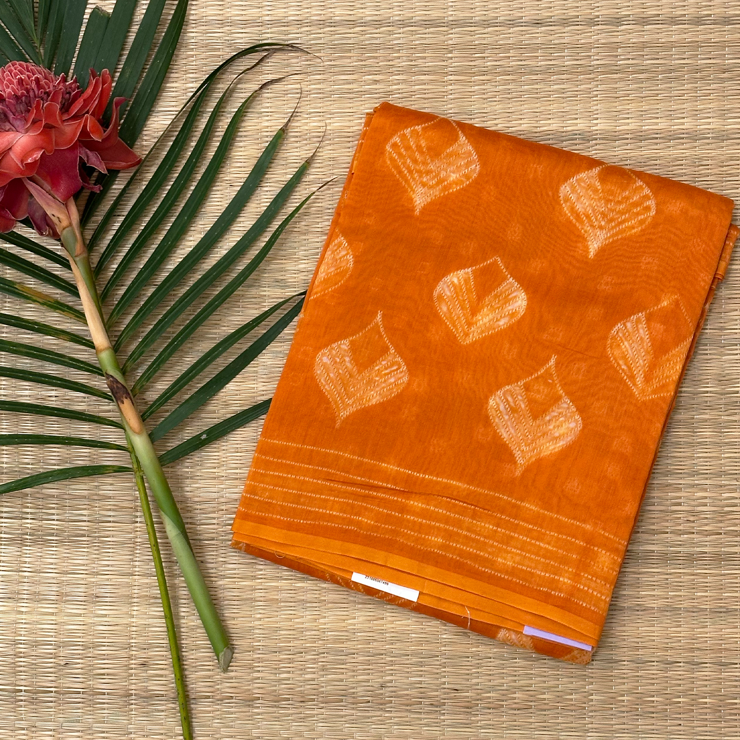 Orange Chanderi Silk Saree with Shibori Work