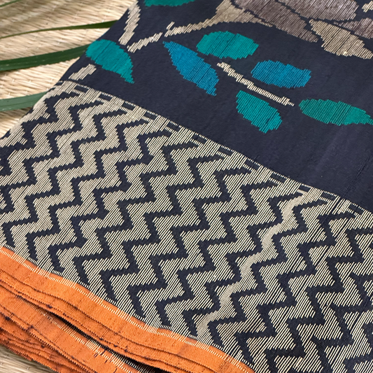 Royal Blue Handloom Banarasi Silk Saree with Floral Designs