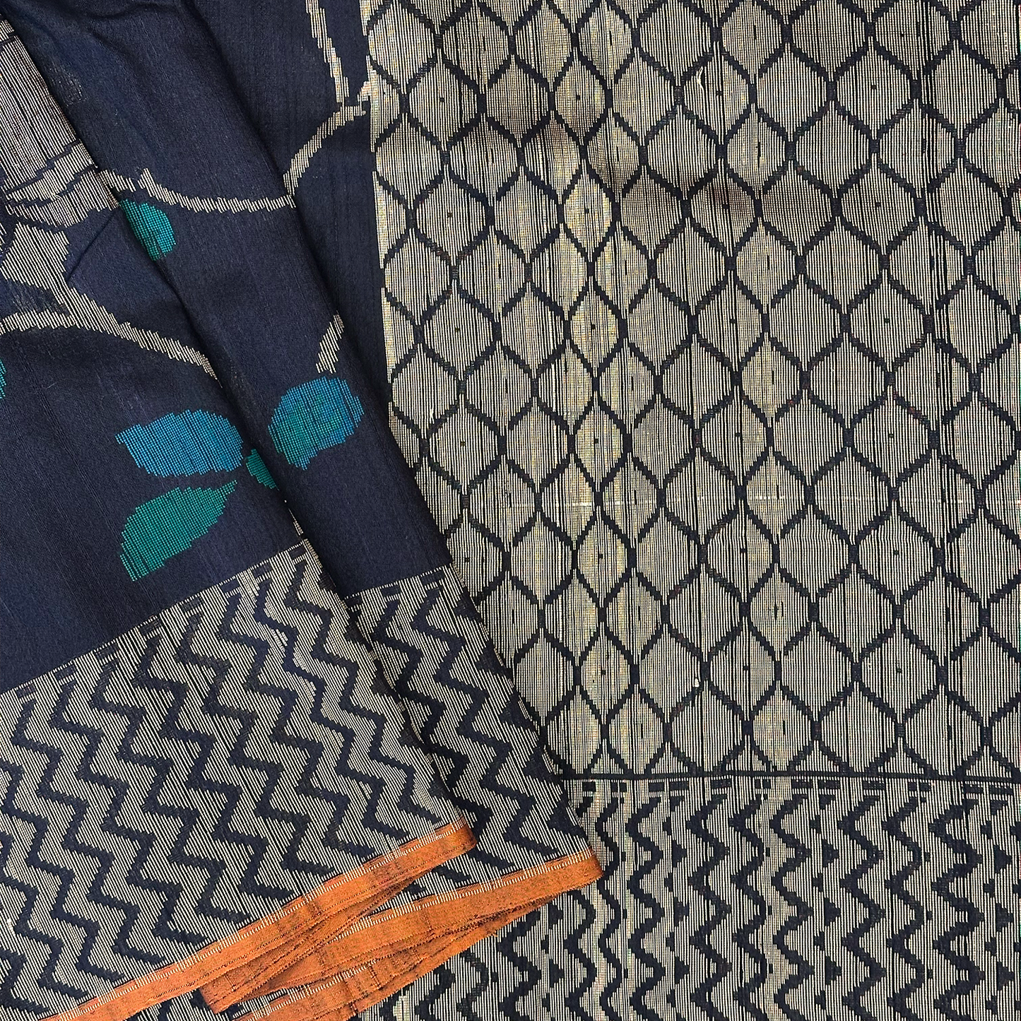 Royal Blue Handloom Banarasi Silk Saree with Floral Designs