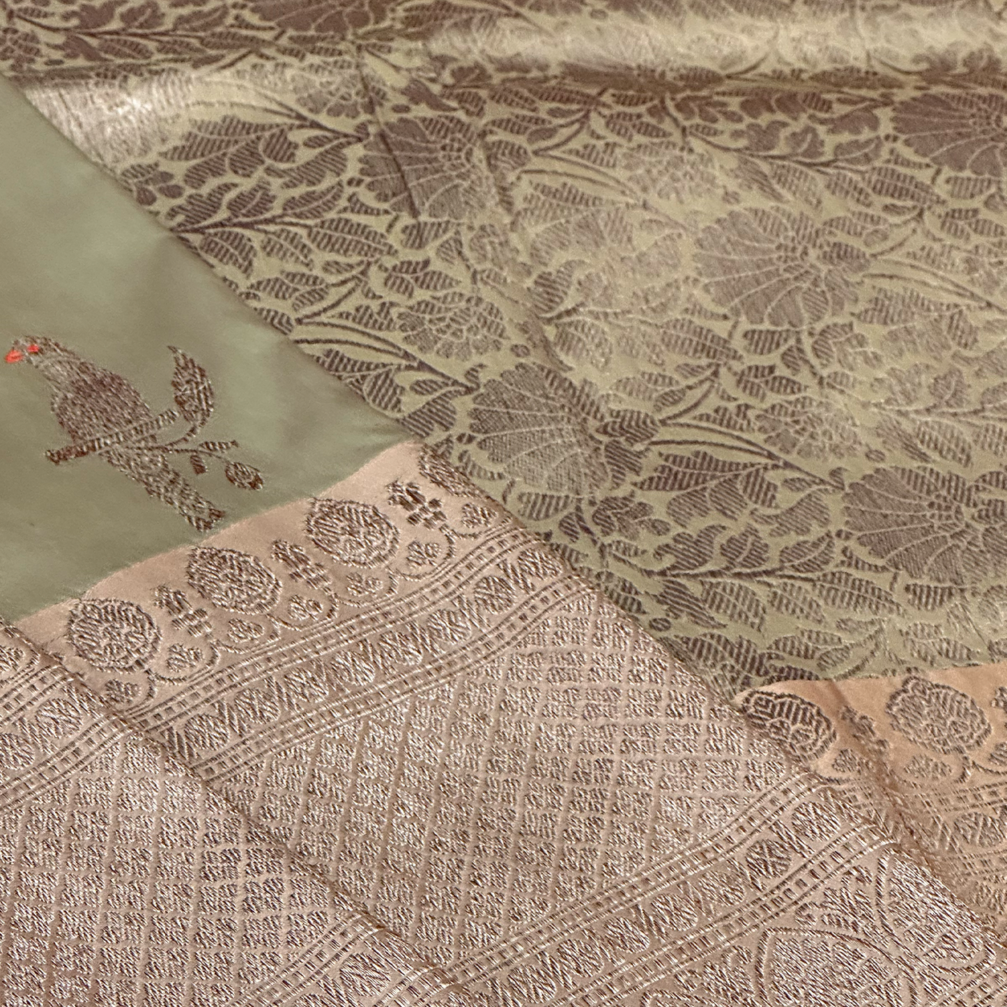 Sage Green Handloom Banarasi Silk Saree