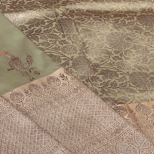Sage Green Handloom Banarasi Silk Saree