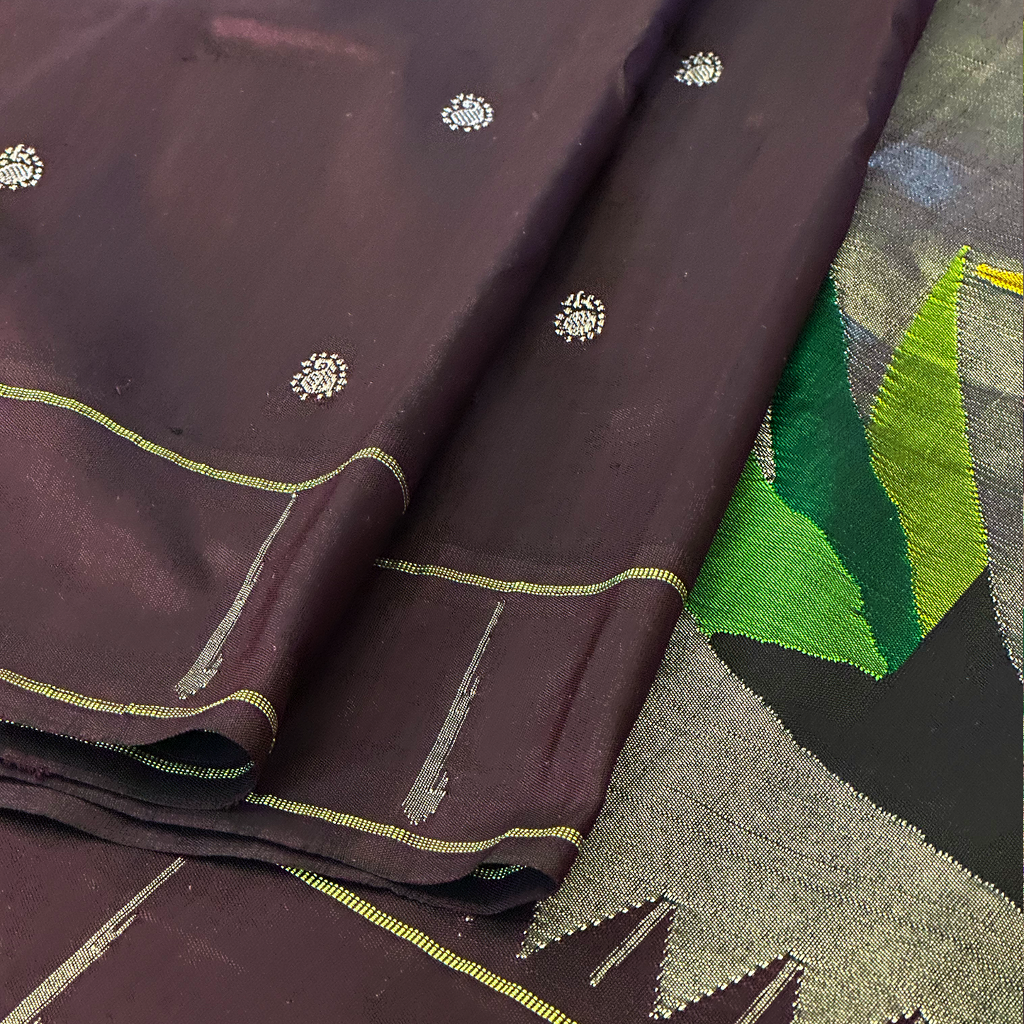 Black Paithani Silk Saree with Silver Zari and Elaborate Pallu