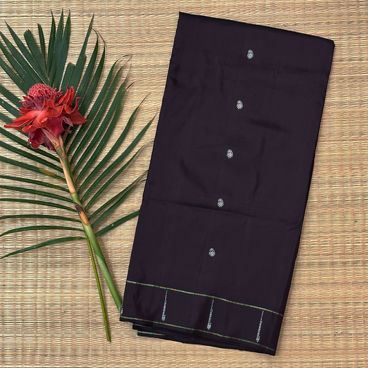 Black Paithani Silk Saree with Silver Zari and Elaborate Pallu