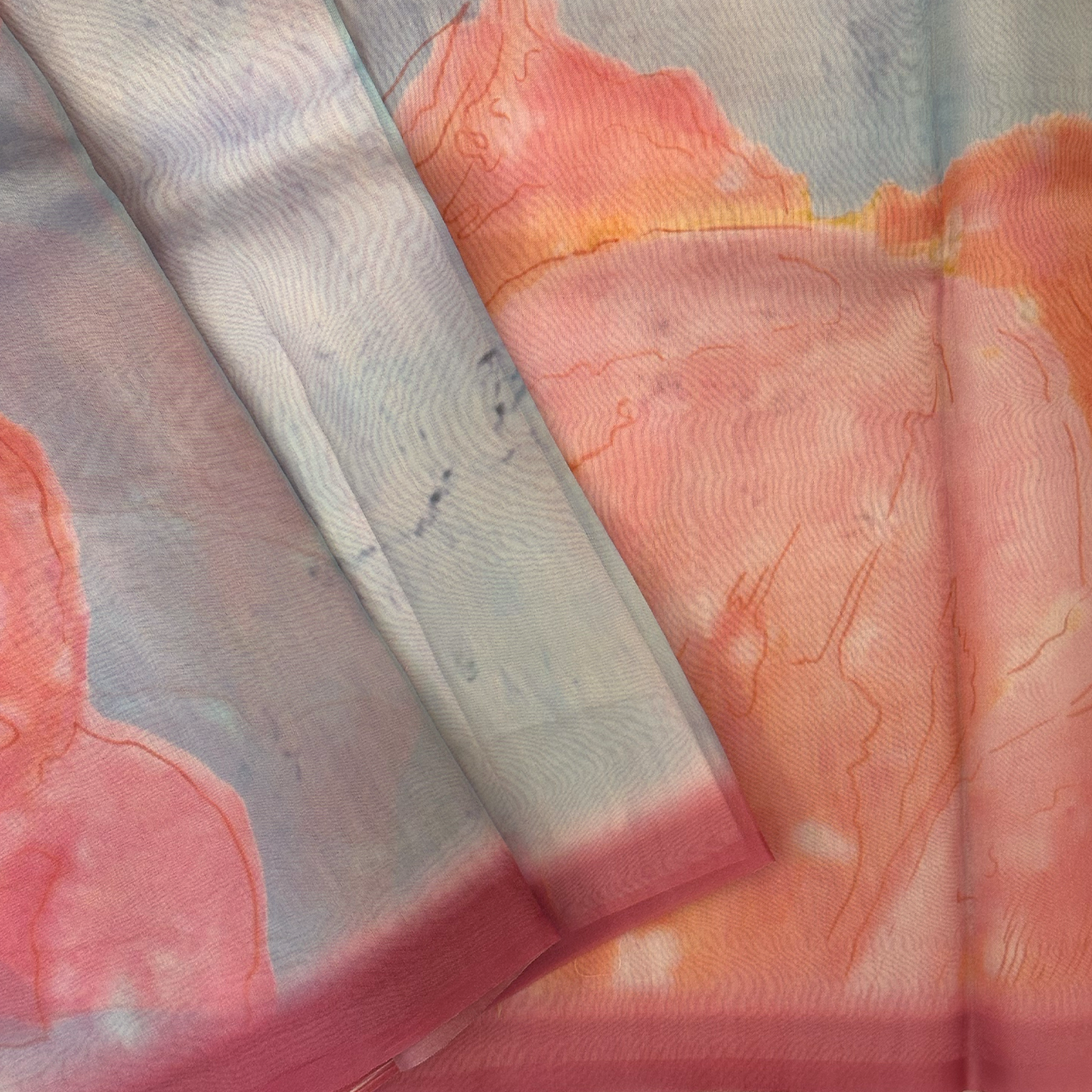 Sky Blue Organza Saree with Digital Print