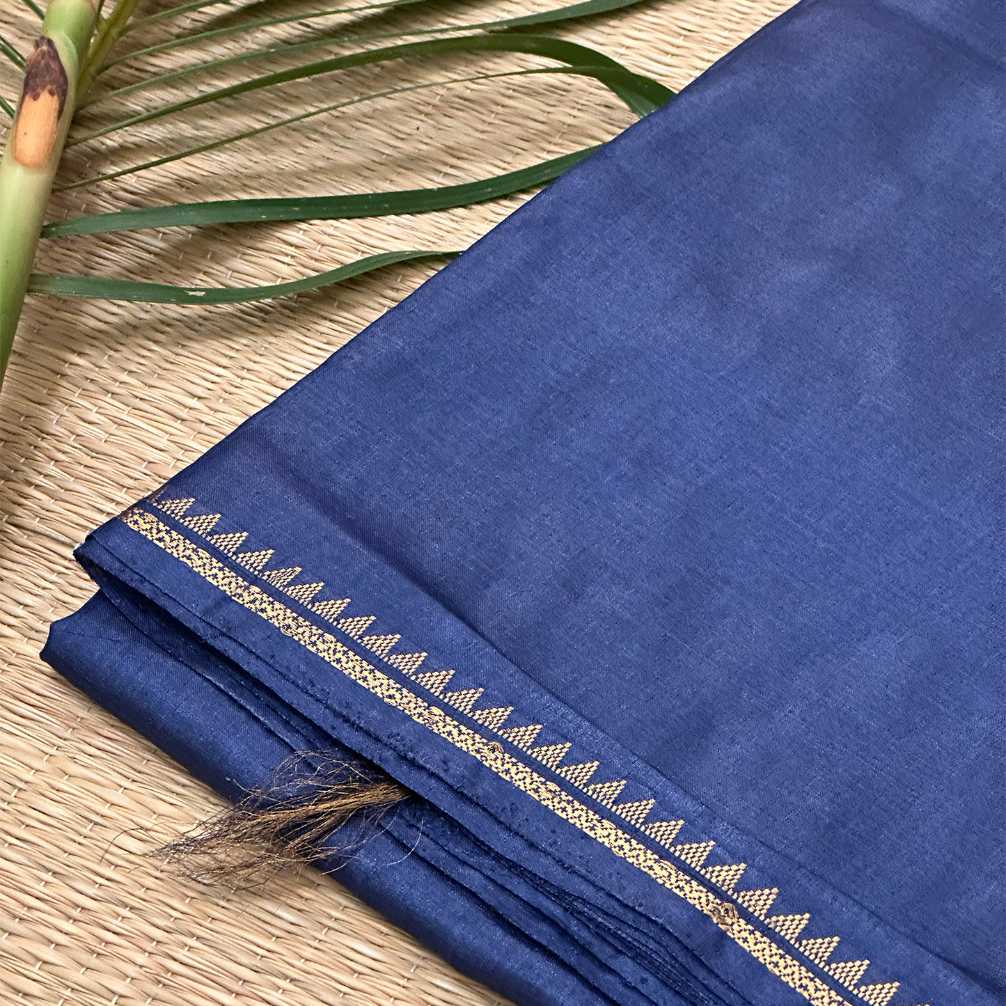 Royal Blue Pure Tussar Silk Saree with Gold Zari Border