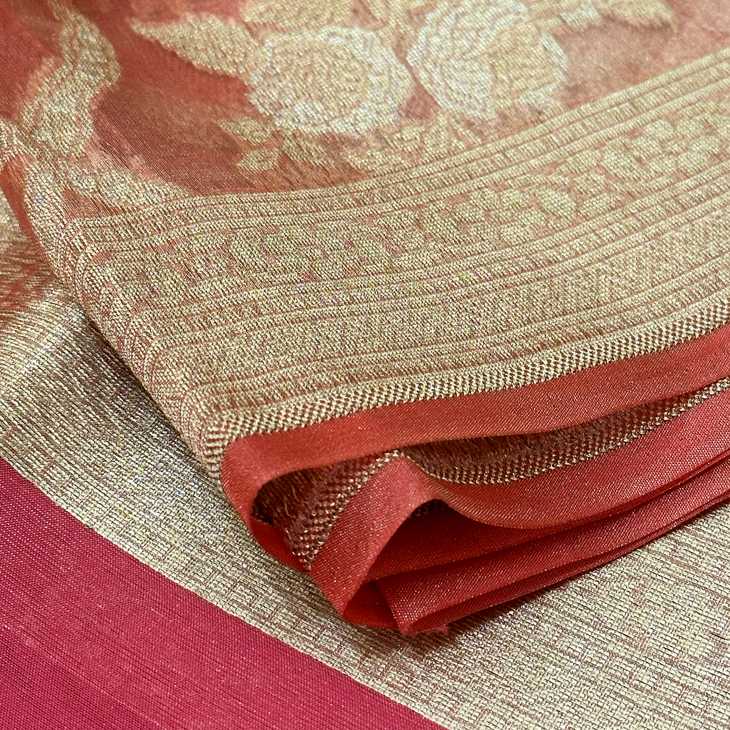 Rich Pink Kora Tissue Saree with Banarasi Blouse Fabric