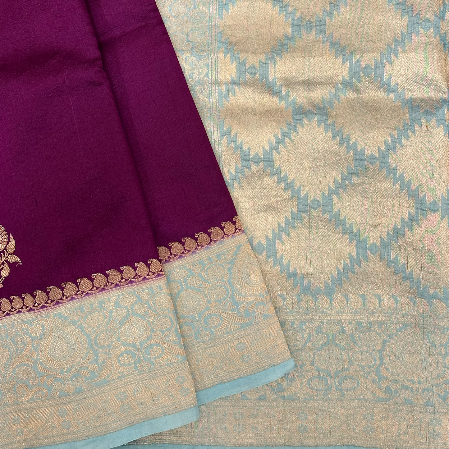 Plum Lightweight Banarasi Silk Saree with Floral Weave & Elegant Border