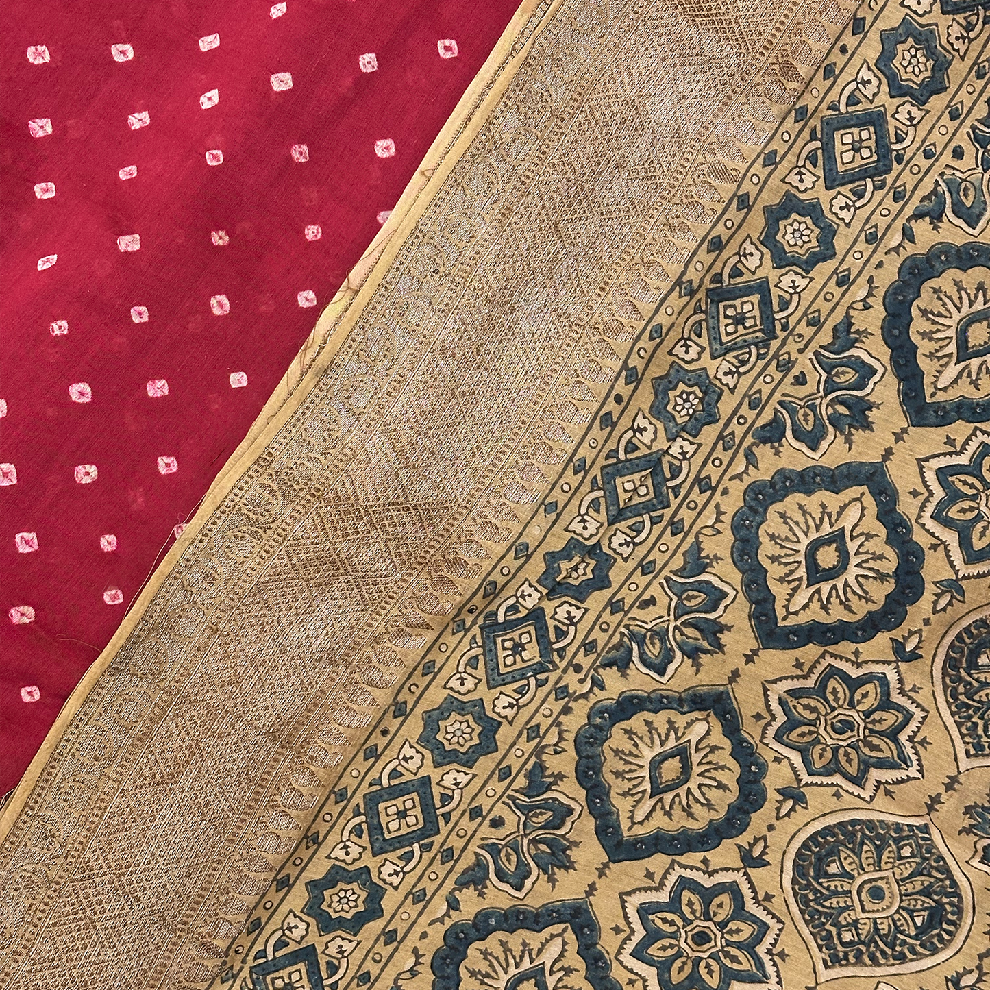 Red Chanderi Banarasi Saree with Antique Zari Weave
