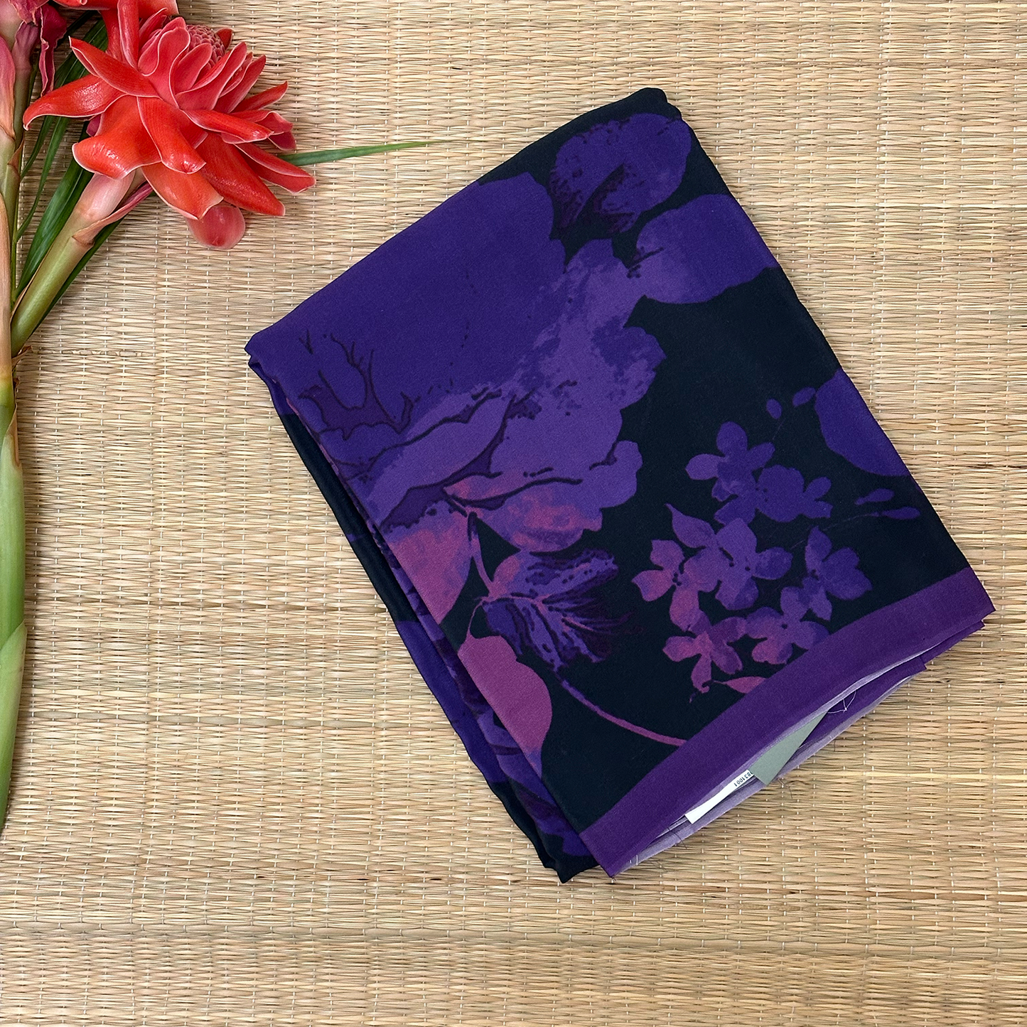 Purple Pure Georgette Floral Digital Printed Saree with Blouse