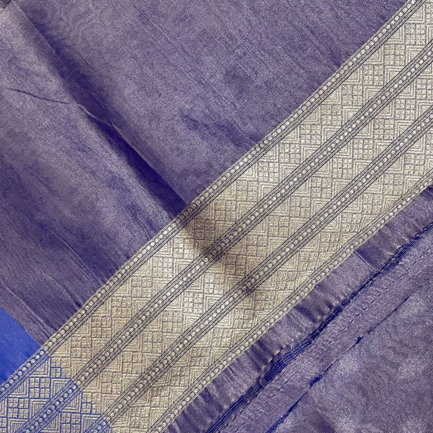 Royal Blue Kora Tissue Banarasi Saree with Antelope Border & Intricate Weave