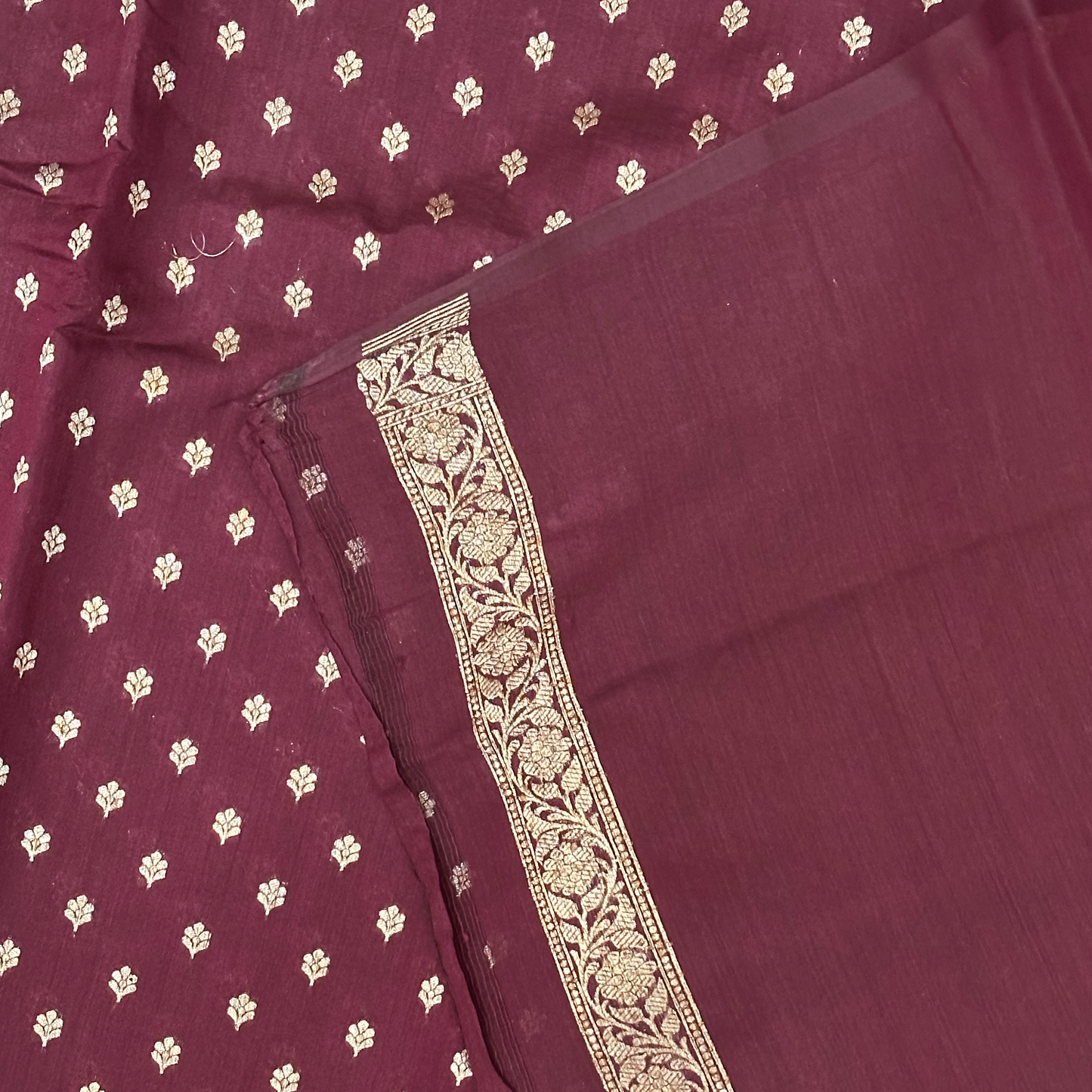 Brown Chanderi Silk Banarasi Saree with Traditional Zari Weave