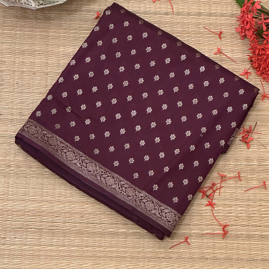 Brown Chanderi Silk Banarasi Saree with Traditional Zari Weave