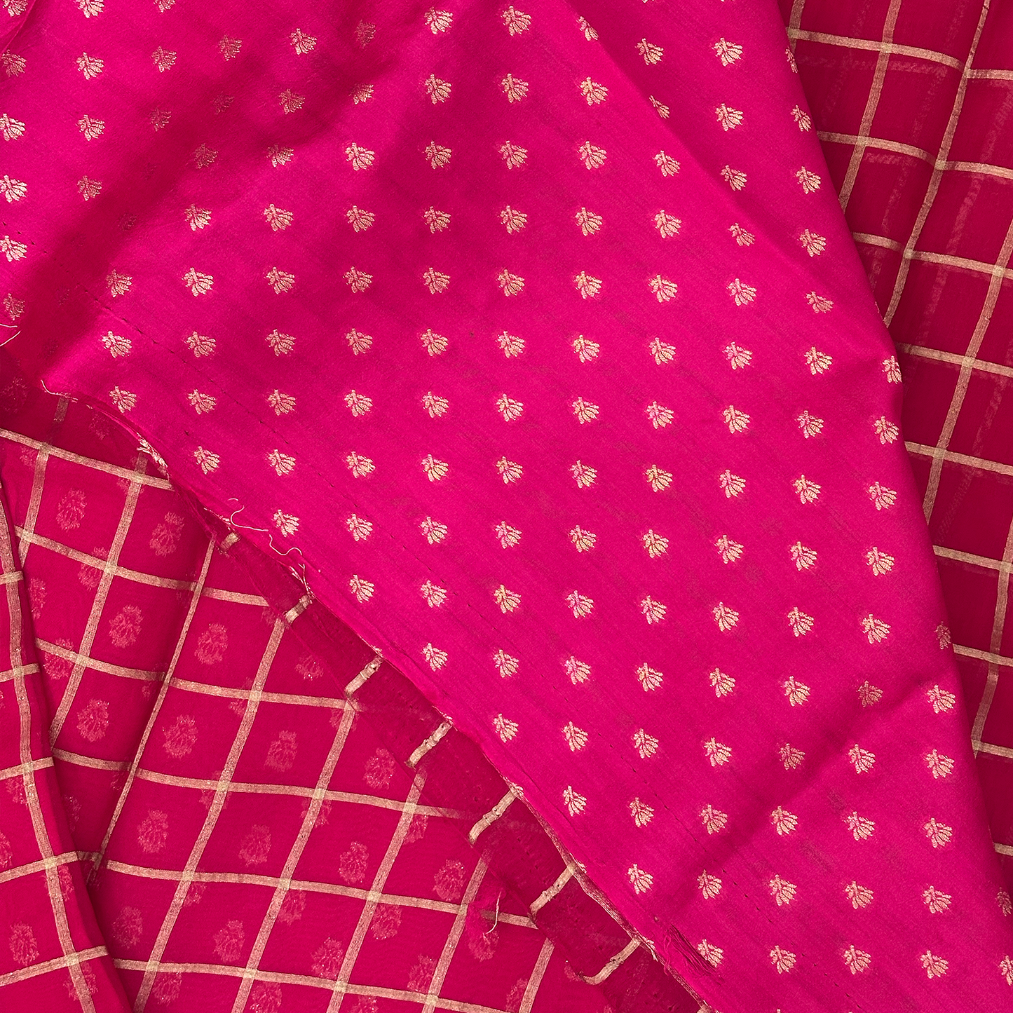 Fuchsia  Kora Banarasi Saree with Subtle Zari Weave
