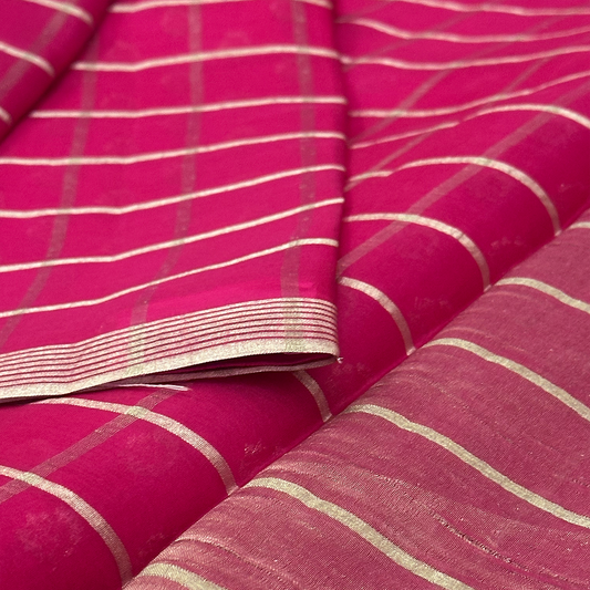 Fuchsia  Kora Banarasi Saree with Subtle Zari Weave
