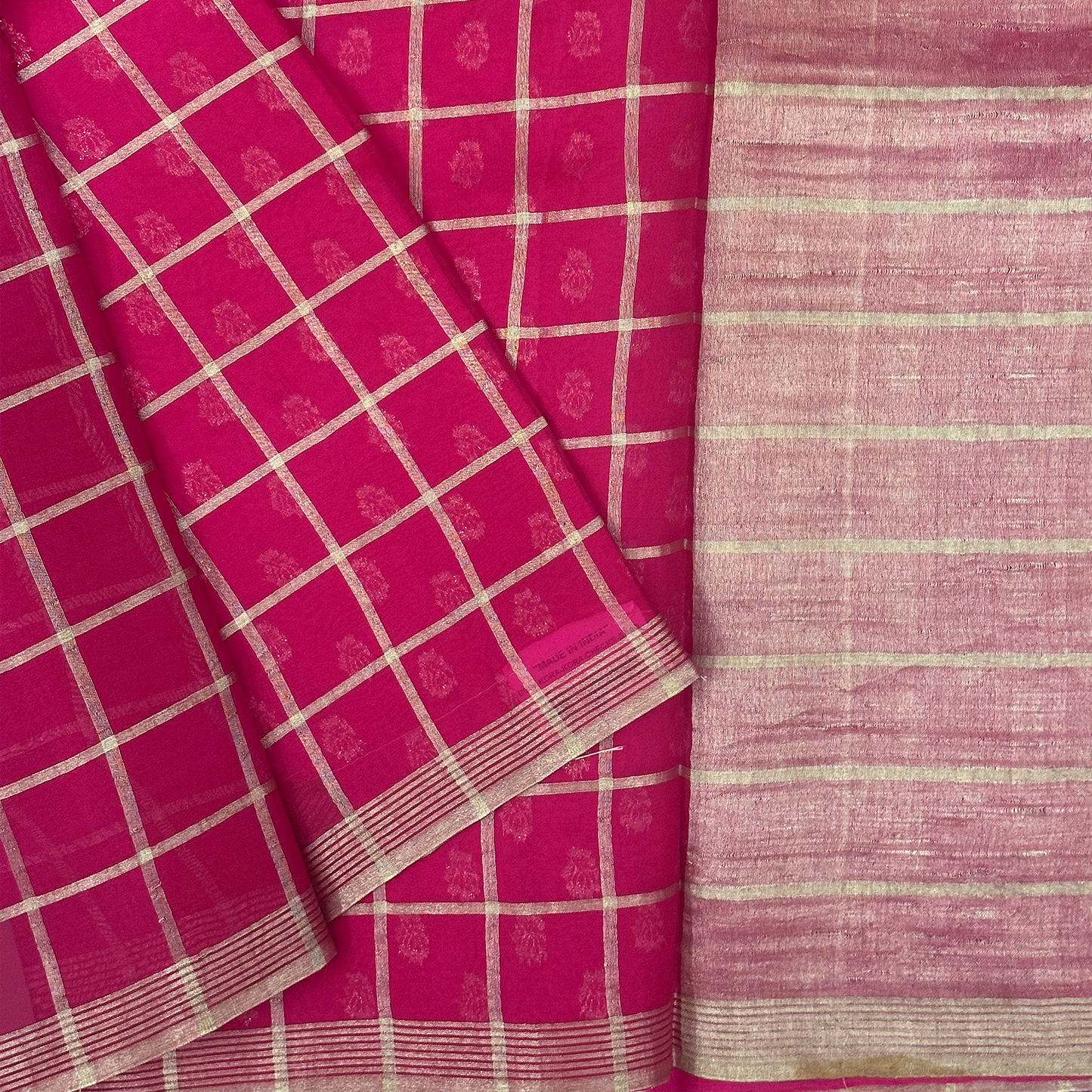 Fuchsia  Kora Banarasi Saree with Subtle Zari Weave