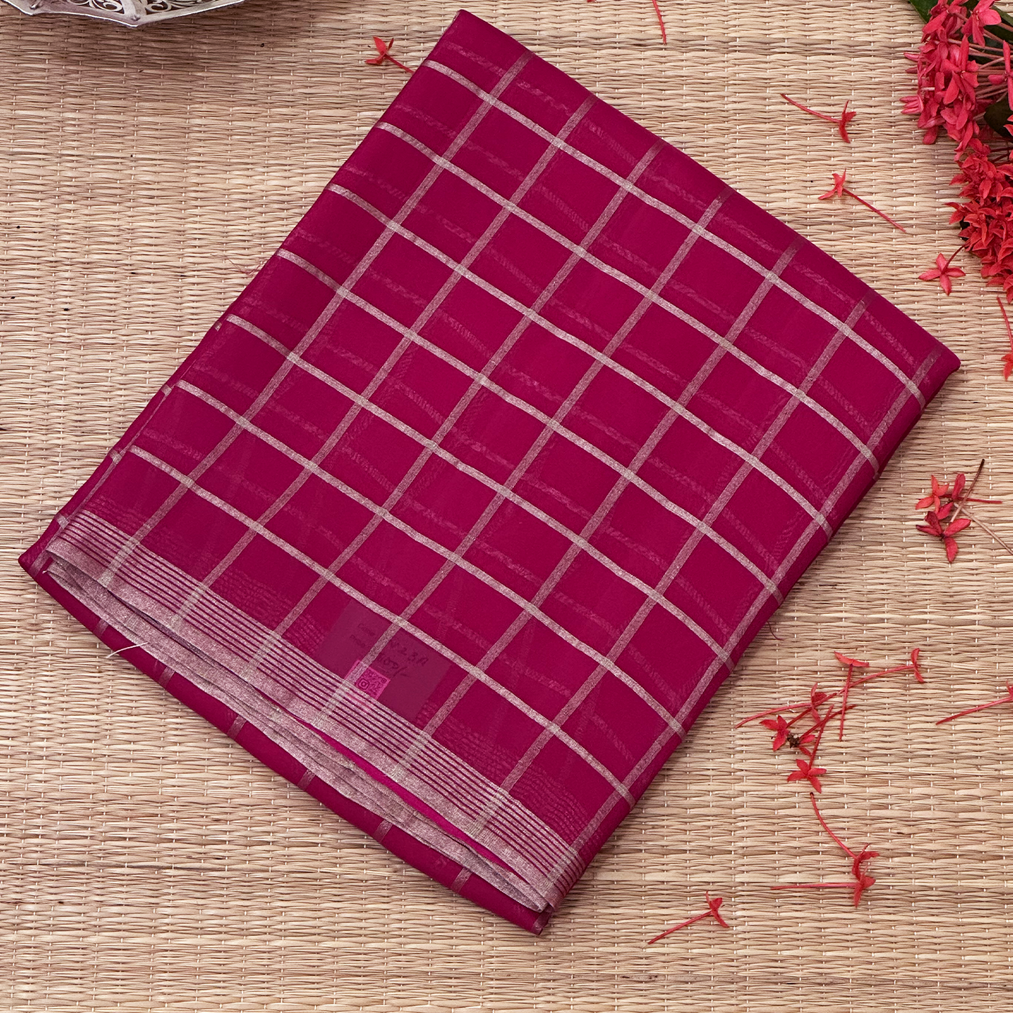 Fuchsia  Kora Banarasi Saree with Subtle Zari Weave