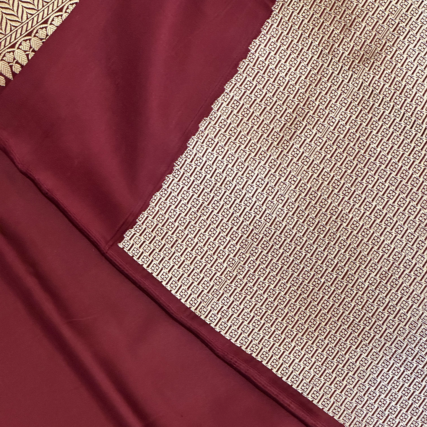 Brown Mushru Silk Banarasi Saree with Pure Zari & Intricate Weave