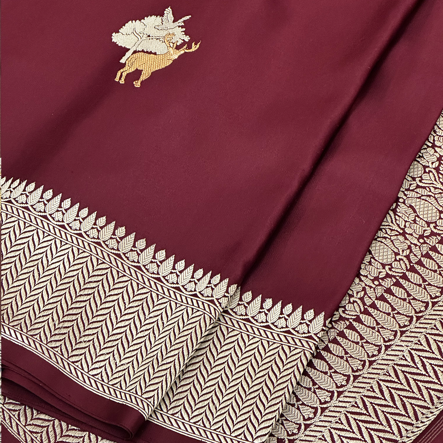 Brown Mushru Silk Banarasi Saree with Pure Zari & Intricate Weave
