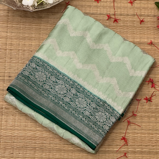 Green Katan Banarasi Silk Saree with Traditional Zari Weave