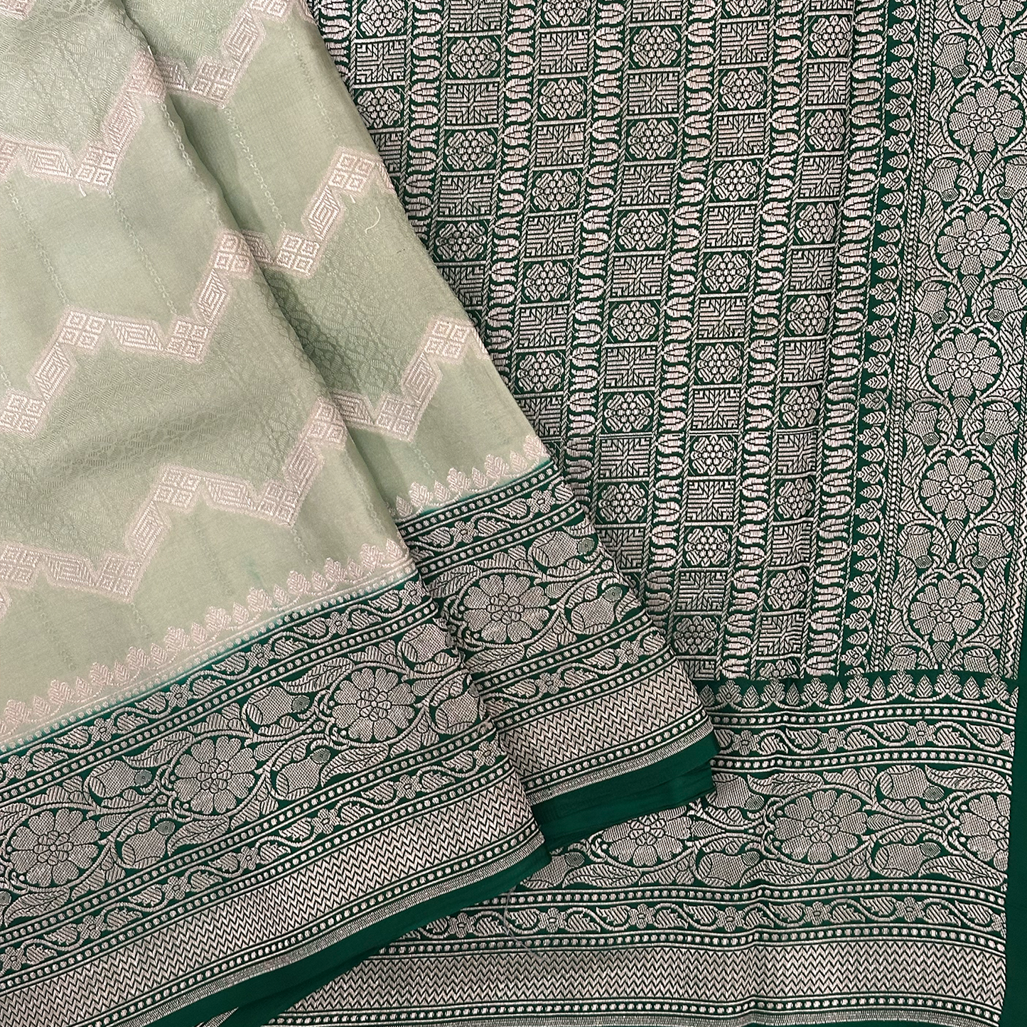 Green Katan Banarasi Silk Saree with Traditional Zari Weave