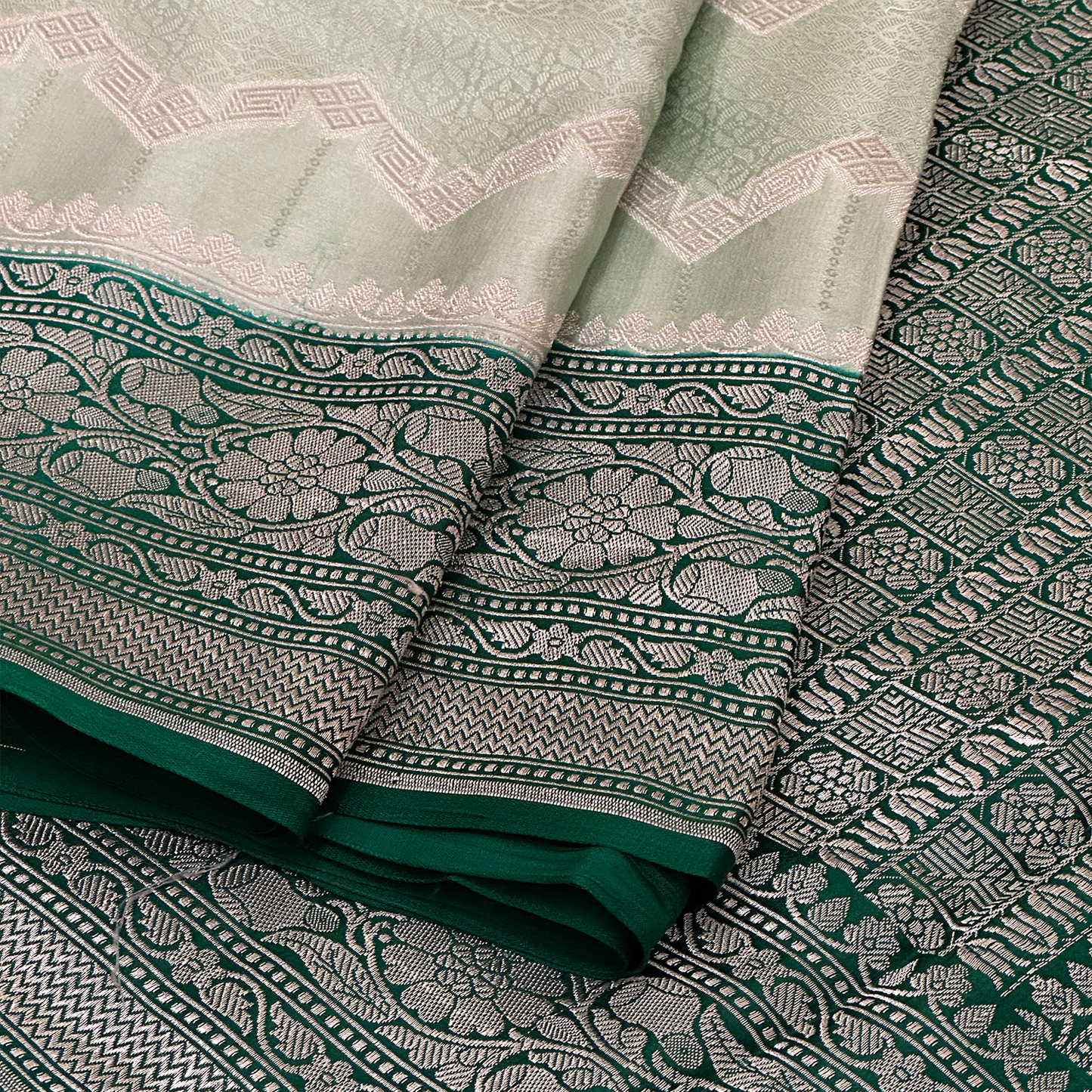 Green Katan Banarasi Silk Saree with Traditional Zari Weave