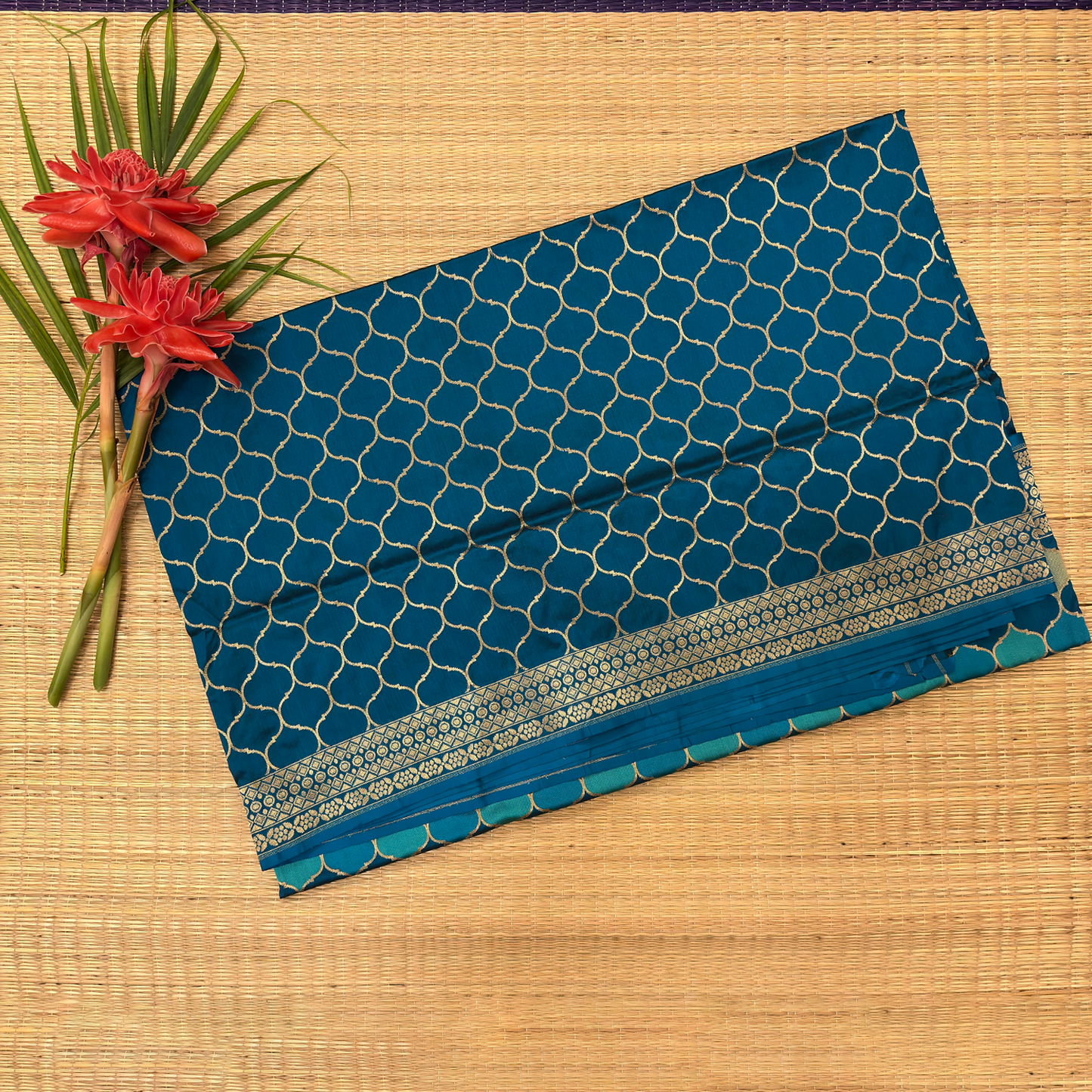 Pure Katan Silk Banarasi Saree in Cobalt Blue – Mughlai Zari Weave