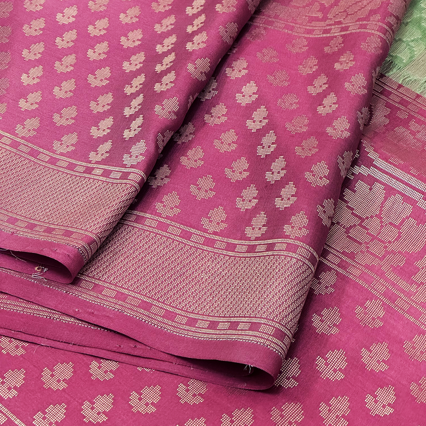 Electric Blue Kora Banarasi Saree with Floral Zari Weave and Blouse