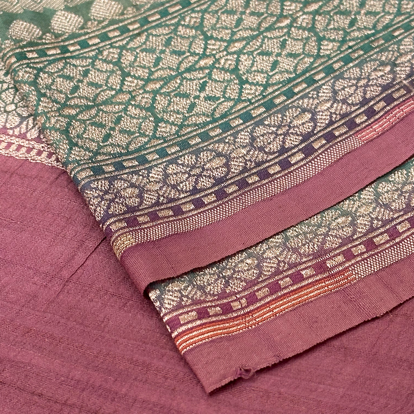 Turquoise Blue Tussar Banarasi Saree with Meenakari Floral Pure Zari Weave