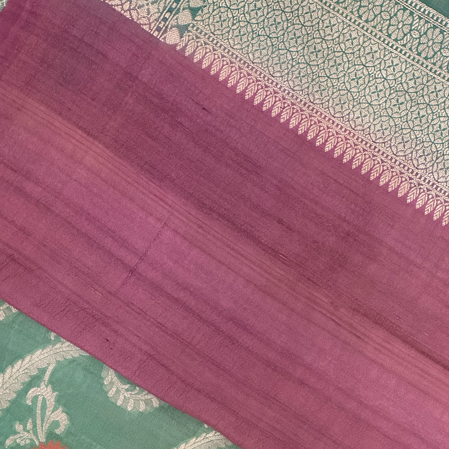 Turquoise Blue Tussar Banarasi Saree with Meenakari Floral Pure Zari Weave