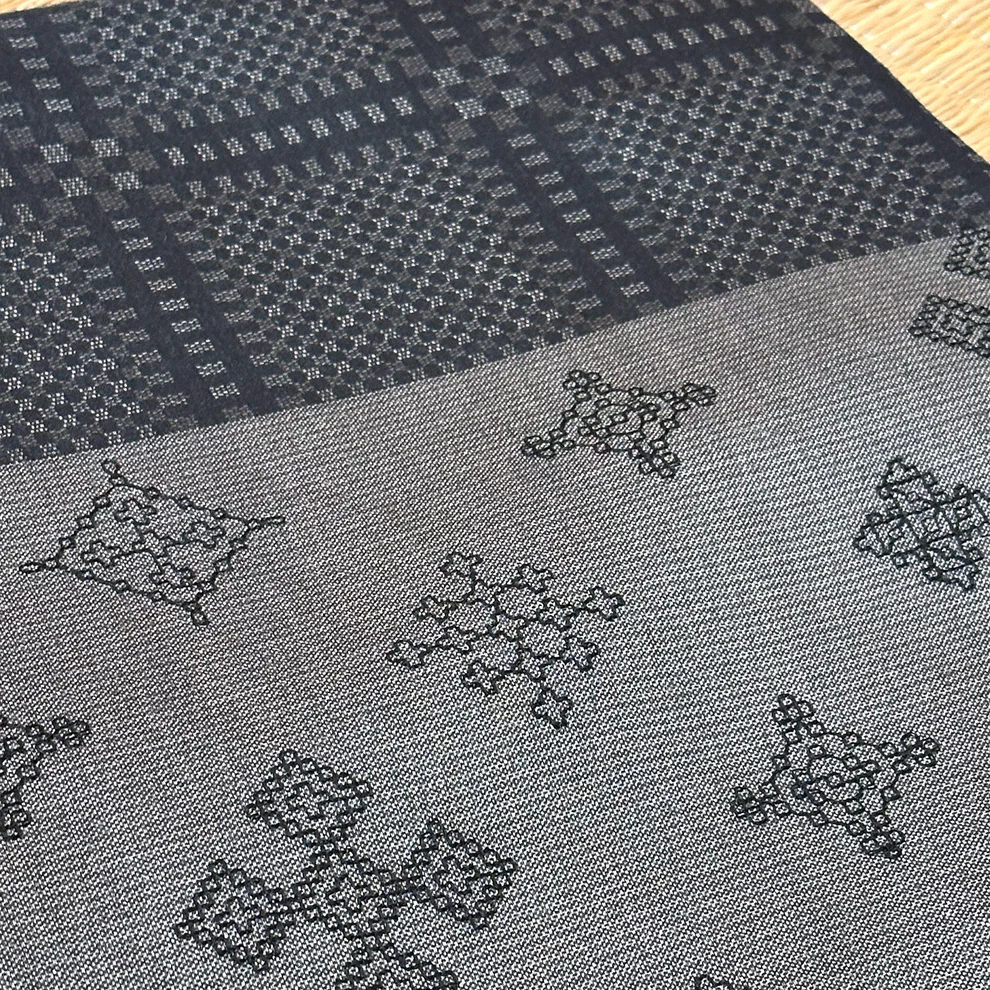 Black Linen Tussar Saree with an Embroidered Border - Image 3